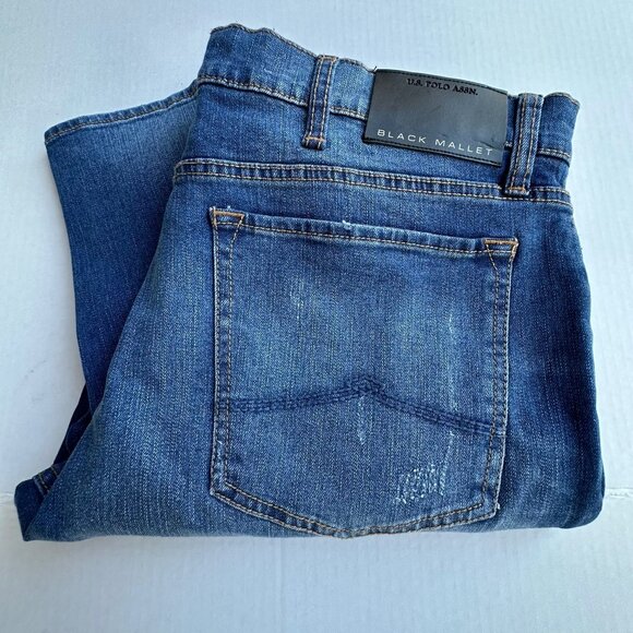 U.S. Polo Assn Men's Black Mallet Slim Fit Jeans W38 L32 Sexy Grunge Hip-Hop NWT - Picture 10 of 16